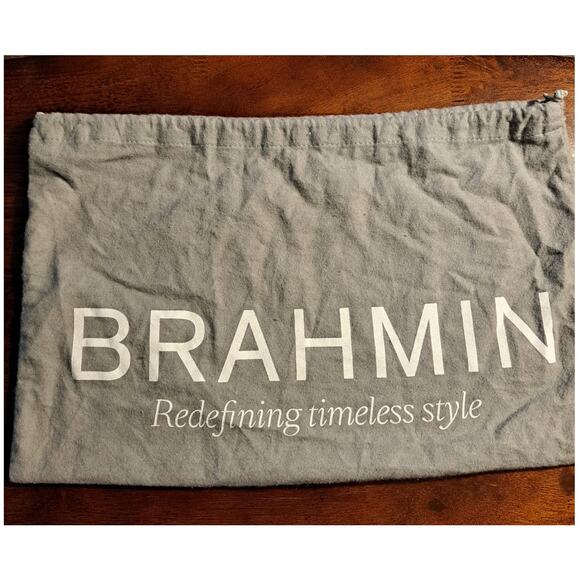 Brahmin Handbag Dustbag Gray White Logo Drawstring 17.5 Inches x 10 Inches - Picture 1 of 2